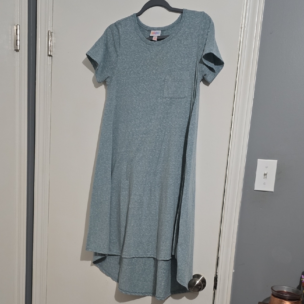 LuLaRoe Blue High Low Sundress Short Sleeve Crew Neck